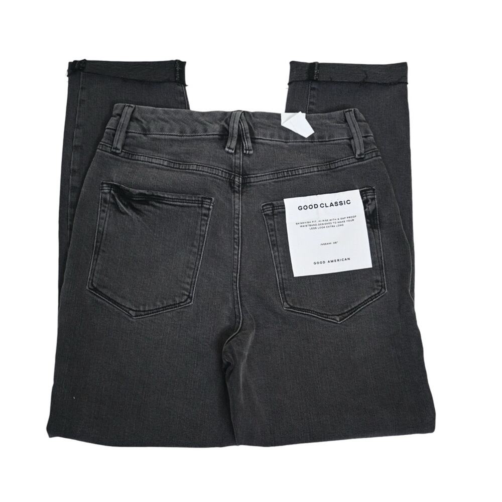 Good American Womens 6/28 Good Classic Raw Hem Slim Jeans in Faded Black NEW - Picture 6 of 13